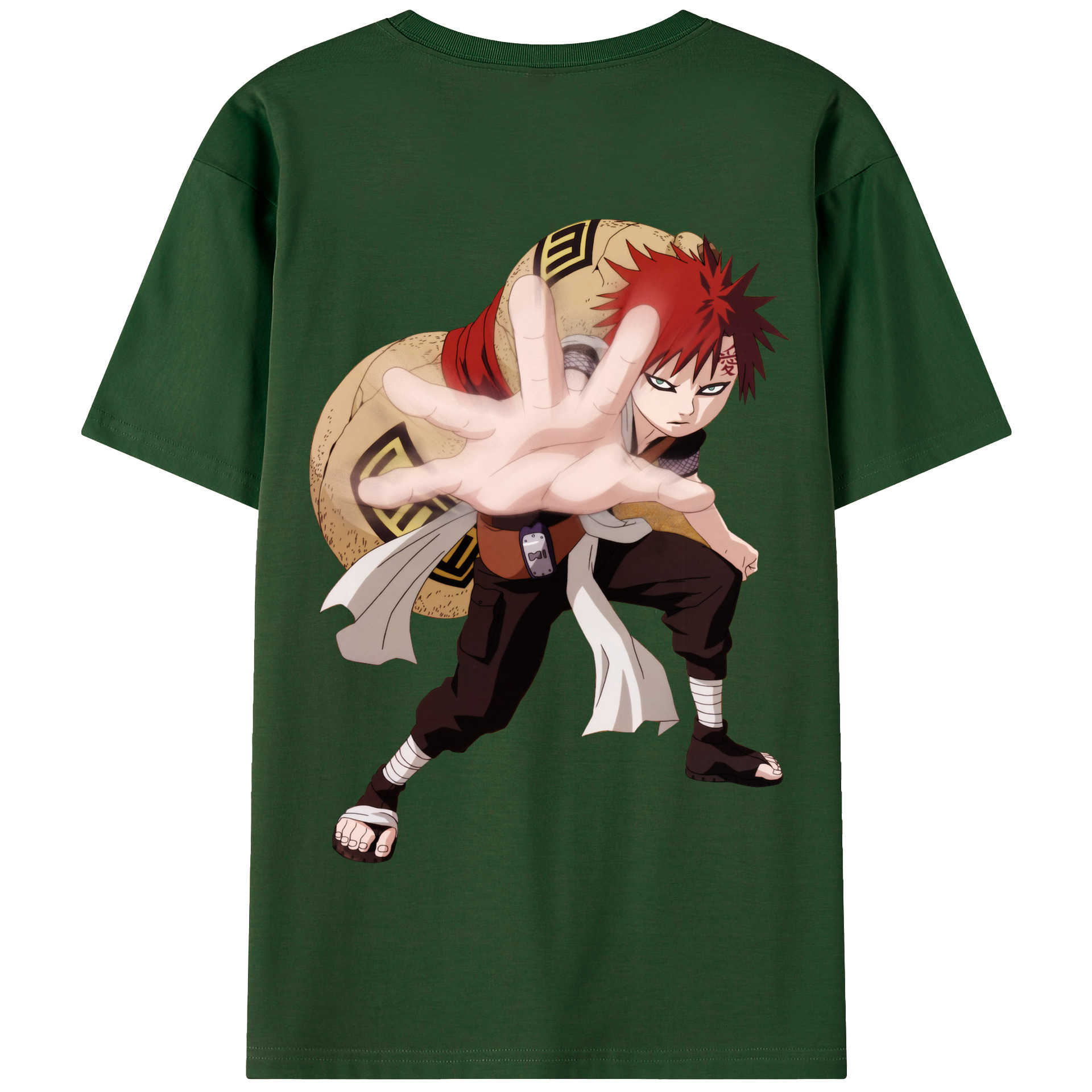 （画像用） NARUTO -ナルト- ガアラ Gaara 綿100％半袖Tシャツ（背面プリント）